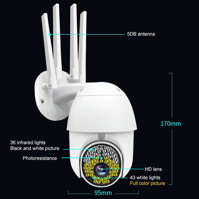 QX38 1080P WiFi High-definition Surveillance Camera Outdoor Dome Camera, Support Night Vision & T...