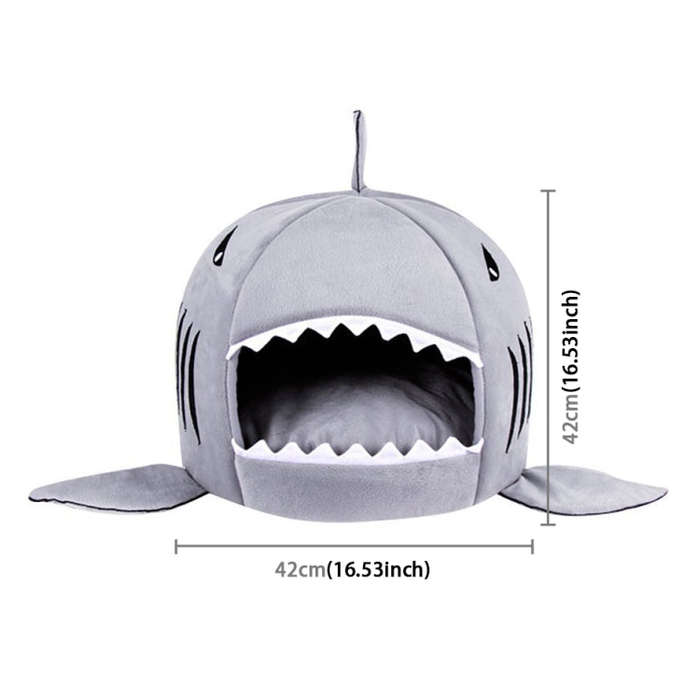 Indoor Pet Dog Puppy Cat Warm House Sharks Pet Sleeping Bed Nest, S Size: 42x42x42cm(Grey)