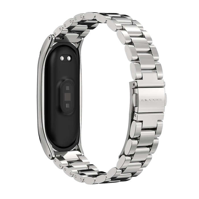Mijobs Stainless Steel Metal Watch Band for Xiaomi Mi Band 3 & 4 & 5 & 6(Silver)