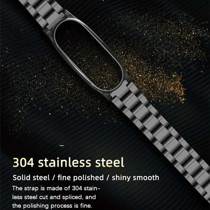 Mijobs Stainless Steel Metal Watch Band for Xiaomi Mi Band 3 & 4 & 5 & 6(Silver)