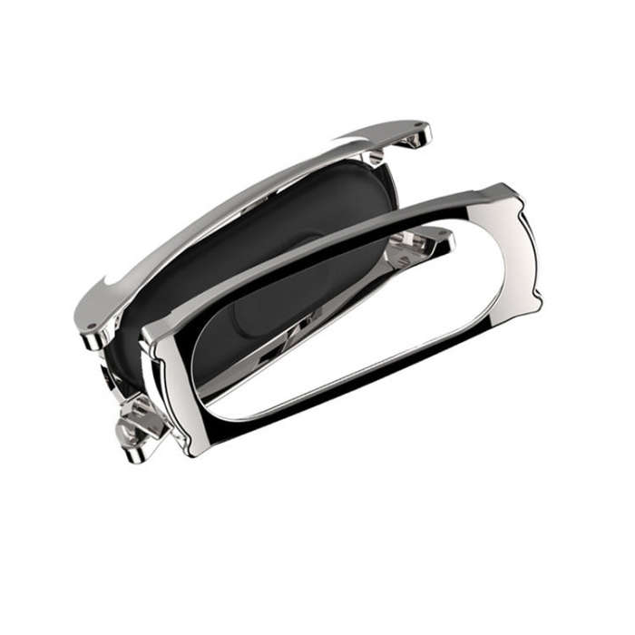 Mijobs Screwless Magnetic Case Top-grain Leather Watch Band for Xiaomi Mi Band 3 & 4 & 5 & 6, Hos...