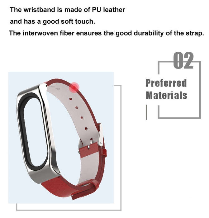 Mijobs Screwless Metal Case PU Leather Watch Band for Xiaomi Mi Band 3 & 4 & 5 & 6, Host not Incl...