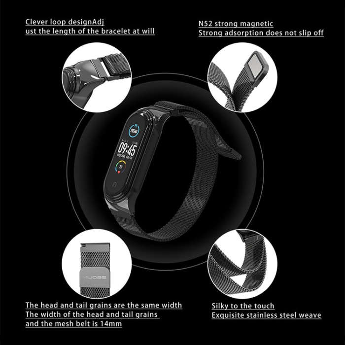 Mijobs Milan CS Screwless Buckle Metal Watch Band Case for Xiaomi Mi Band 3 & 4 & 5 & 6, Host not...