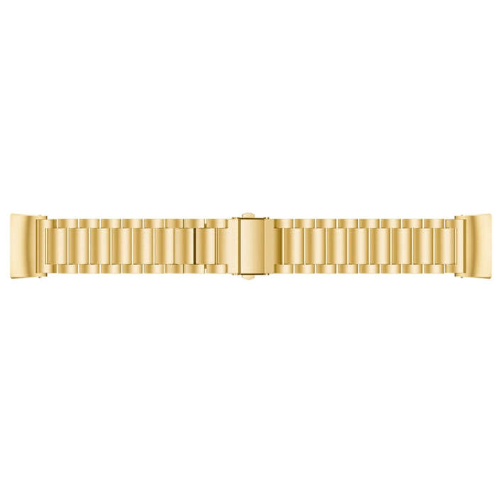 Three Beads Slingshot Buckle Solid Stainless Steel Watch Band for Fitbit Charge 3(Gold)