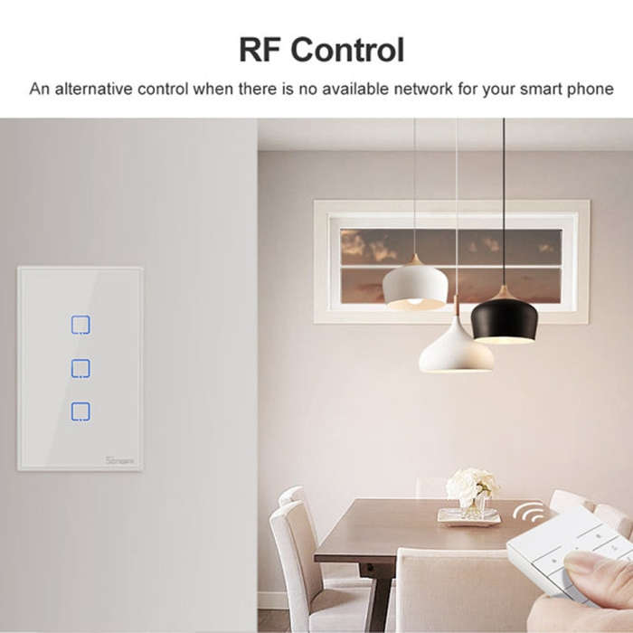 Sonoff T2 Touch 120mm Tempered Glass Panel Wall Switch Smart Home Light Touch Switch, Compatible ...