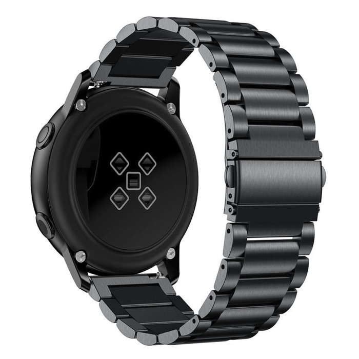 3-Beads Slingshot Buckle Solid Stainless Steel Watch Band for Galaxy Watch Active 20mm(Black)