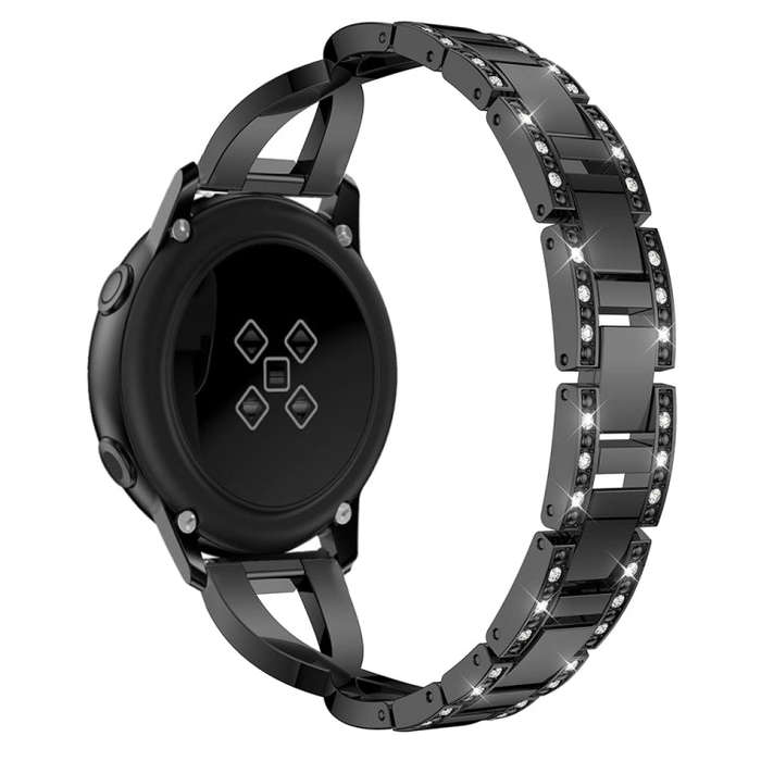 X-shaped Diamond Stainless Steel Wrist Strap WatchBand for Galaxy Watch Active 20mm(Black)