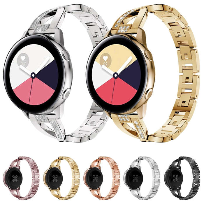 X-shaped Diamond Stainless Steel Wrist Strap WatchBand for Galaxy Watch Active 20mm(Black)