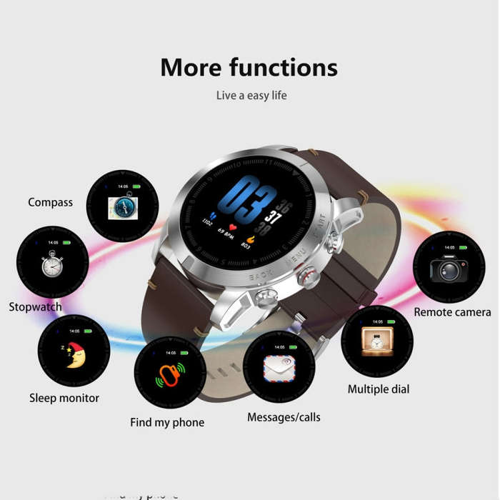 DTNO.1 S10 1.3 inches TFT Color Screen Smart Bracelet IP68 Waterproof, Leather Watchband, Support...