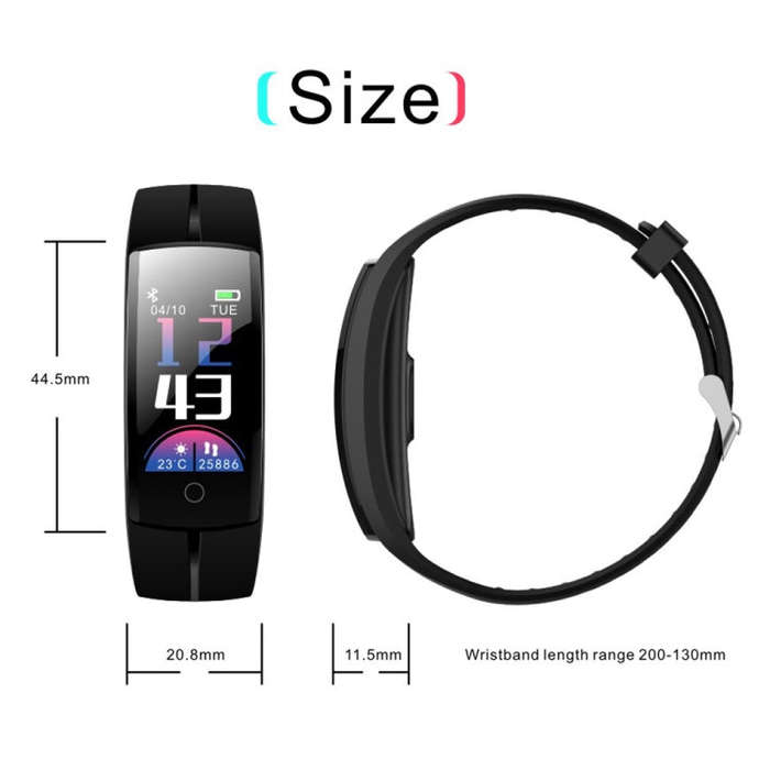 QS100 0.96 inches TFT Color Screen Smart Bracelet IP67 Waterproof, Support Call Reminder /Heart R...