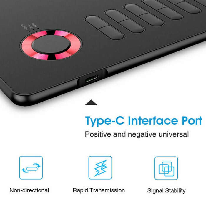 VEIKK A15 10x6 inch 5080 LPI Smart Touch Electronic Graphic Tablet, with Type-C Interface(Red)