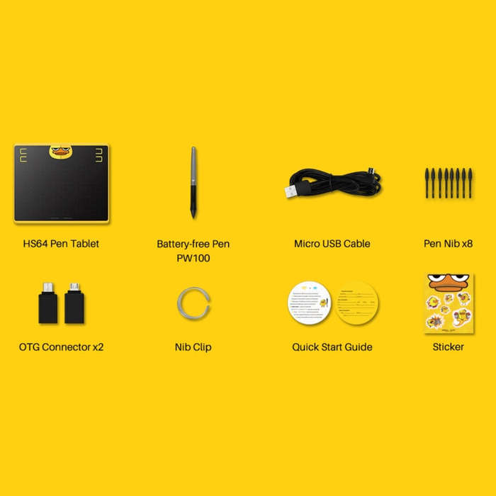 HUION HS64 Chips Special Edition 5080 LPI Art Drawing Tablet with Battery-free Pen for Fun