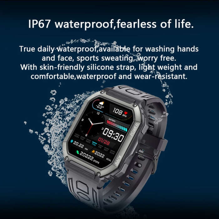 KR06 Waterproof Pedometer Sport Smart Watch, Support Heart Rate / Blood Pressure Monitoring / BT ...