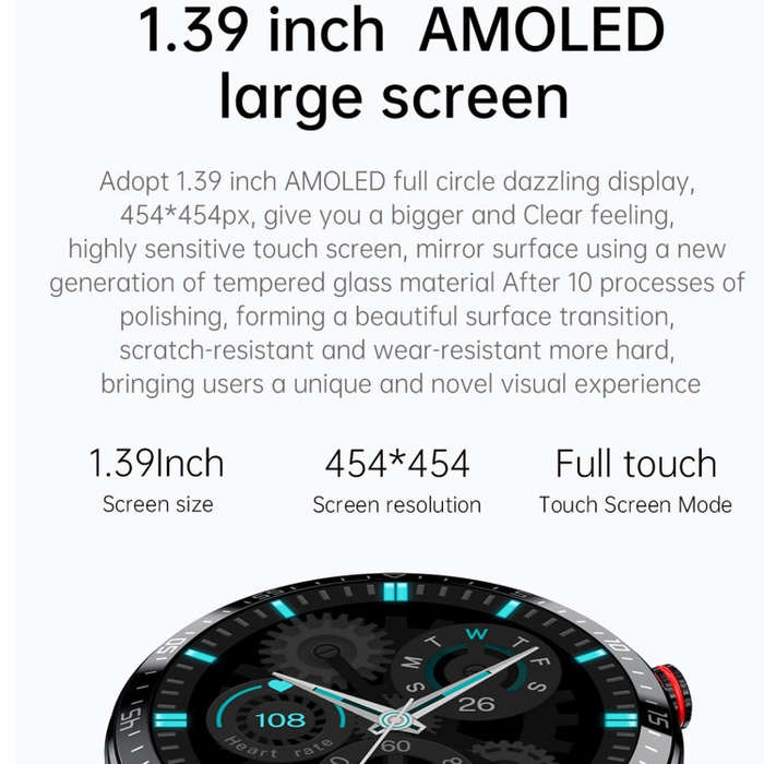 DW161.39 inch AMOLED Screen Smart Watch, Support Heart Rate / Blood Pressure Monitoring, Leather ...
