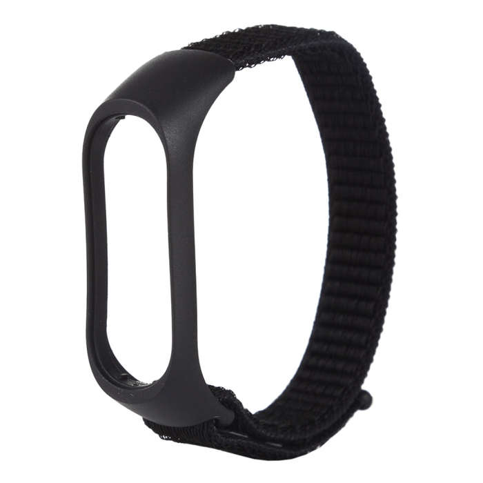Smart Watch Nylon Woven Watch Band for Xiaomi Mi Band 3 / 4(Black)