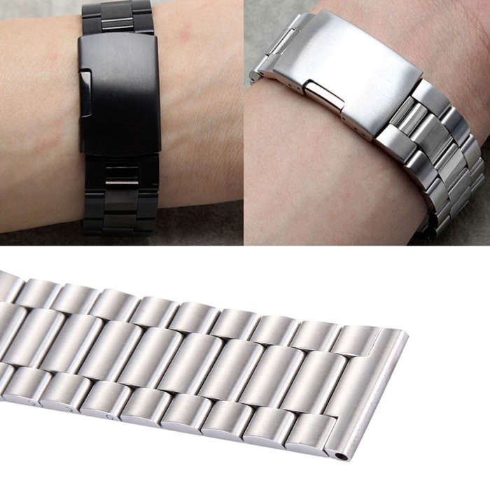 For Fitbit Blaze Smart Watch Butterfly Buckle 3 Beads Stainless Steel Watchband(Gold)