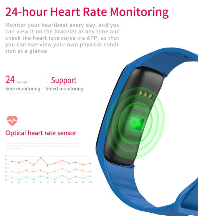 CHIGU C1Plus Fitness Tracker 0.96 inch IPS Screen Smartband Bracelet, IP67 Waterproof, Support Sp...