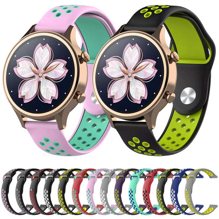 Double Color Watch Band for Galaxy S3 Ticwatch Pro(Black Pink)