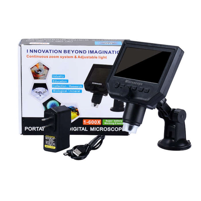 G600 600X 3.6MP 4.3 inch HD LCD Display USB Charging Portable Digital Microscope with LED Light, ...