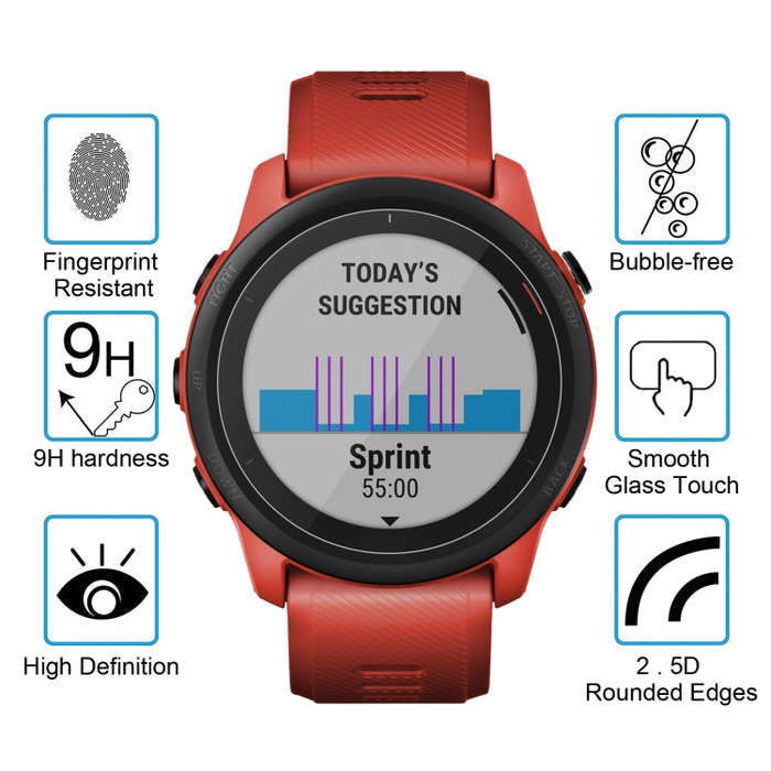 For Garmin Forerunner 745 0.26mm 2.5D 9H Tempered Glass Film Screen Protector