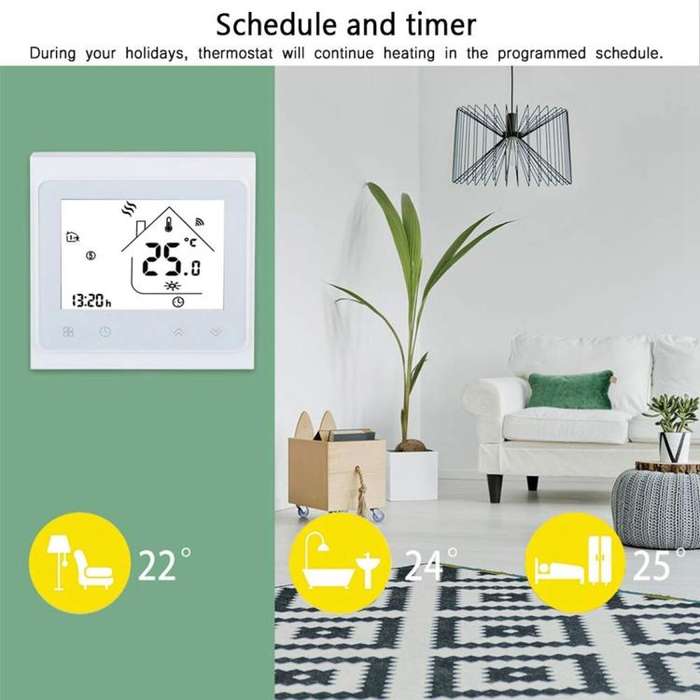 BHT-002GALW 3A Load Water Heating Type LCD Digital Heating Room Thermostat with Time Display, WiF...