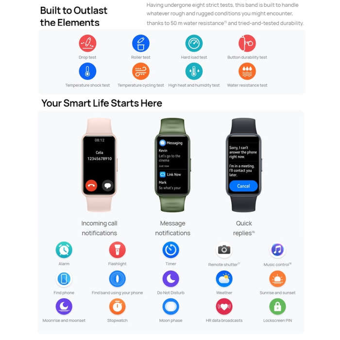 HUAWEI Band 8 Standard 1.47 inch AMOLED Smart Watch, Support Heart Rate / Blood Pressure / Blood ...