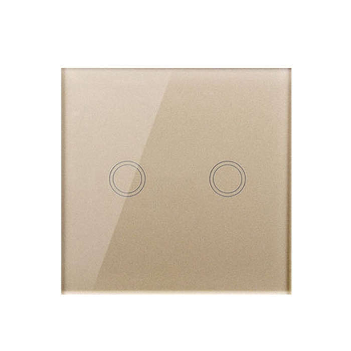 86mm 2 Gang Tempered Glass Panel Wall Switch Smart Home Light Touch Switch with RF433 Remote Cont...