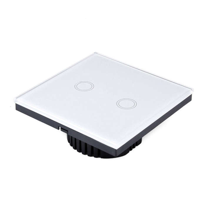 86mm 2 Gang Tempered Glass Panel Wall Switch Smart Home Light Touch Switch with RF433 Remote Cont...