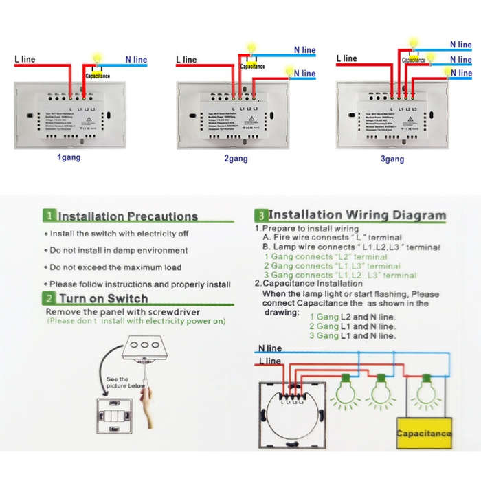 TC120 Wifi Smart Light Switch Glass Screen Touch Panel Voice Control Wireless Wall Switch Work wi...