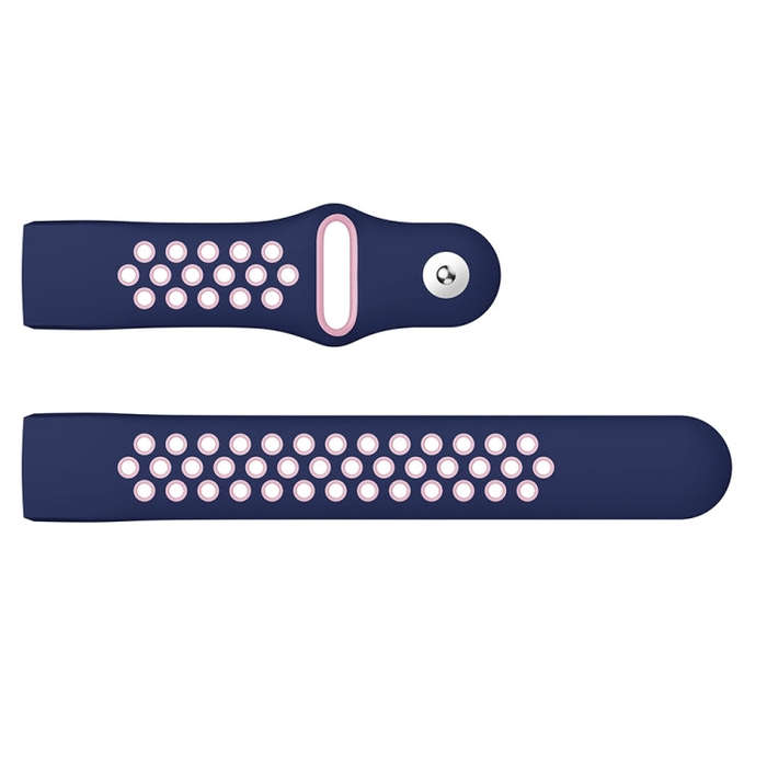 Two-color Round Hole Silicone Watch Band for Fitbit Charge 3, Watch Band Size:130-195mm(Pink Blue)