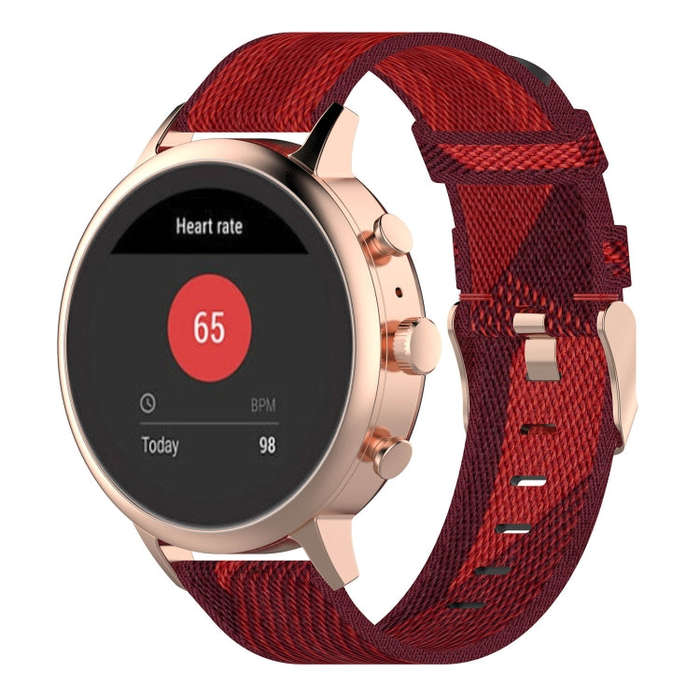 18mm Stripe Weave Nylon Wrist Strap Watch Band for Fossil Female Sport / Charter HR / Gen 4 Q Ven...