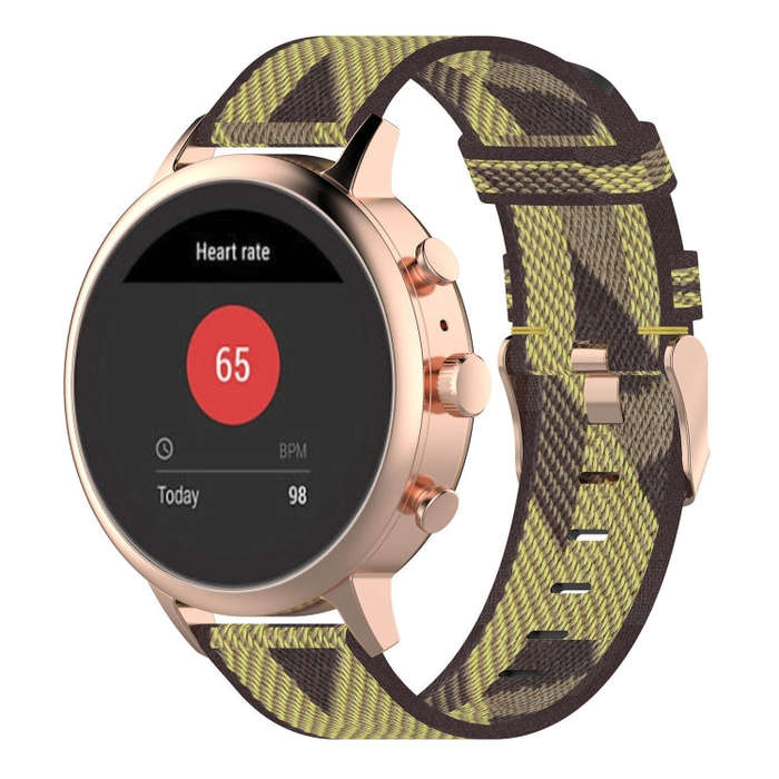 18mm Stripe Weave Nylon Wrist Strap Watch Band for Fossil Female Sport / Charter HR / Gen 4 Q Ven...