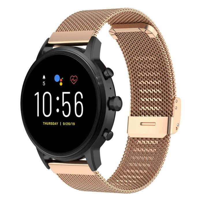 22mm Metal Mesh Wrist Strap Watch Band for Fossil Gen 5 Carlyle / Gen 5 Julianna / Gen 5 Garrett ...