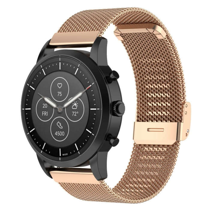 22mm Metal Mesh Wrist Strap Watch Band for Fossil Hybrid Smartwatch HR, Male Gen 4 Explorist HR, ...