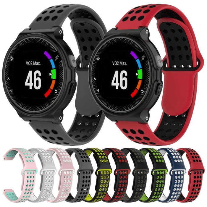 Double Colour Silicone Sport Watch Band for Garmin Forerunner 220 / Approach S5 / S20(White Blue)