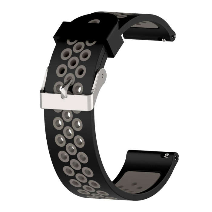 Double Colour Silicone Sport Watch Band for Xiaomi Huami Amazfit Bip Lite Version 20mm(Black Grey)