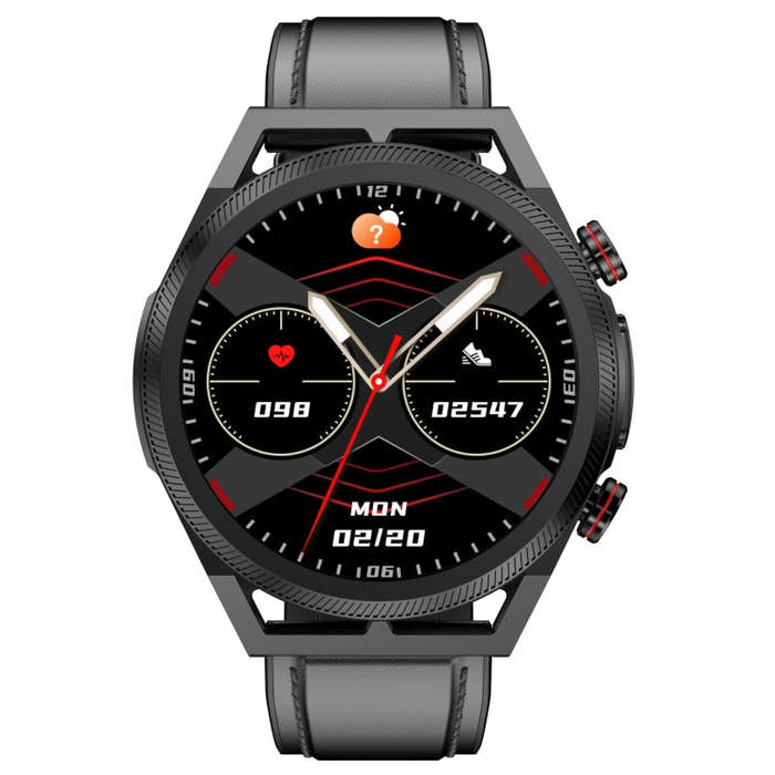 ET310 1.39 inch IPS Screen IP67 Waterproof Leather Band Smart Watch, Support Body Temperature Mon...
