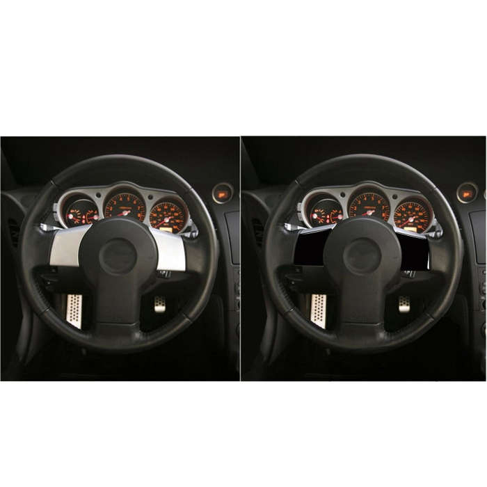 For Nissan 350Z 2003-2009 2pcs Car Steering Wheel Button Frame Type B Decorative Stickers, Left a...
