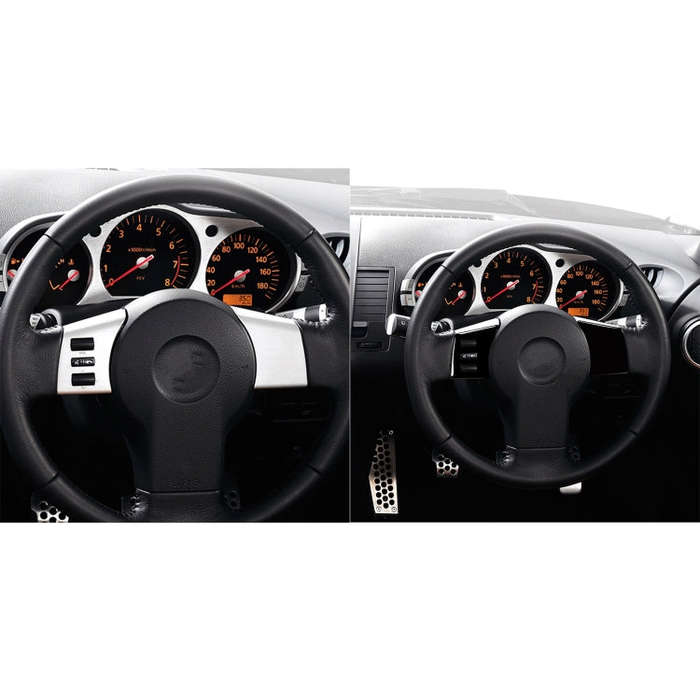 For Nissan 350Z 2003-2009 2pcs Car Steering Wheel Button Frame Type C Decorative Stickers, Left a...