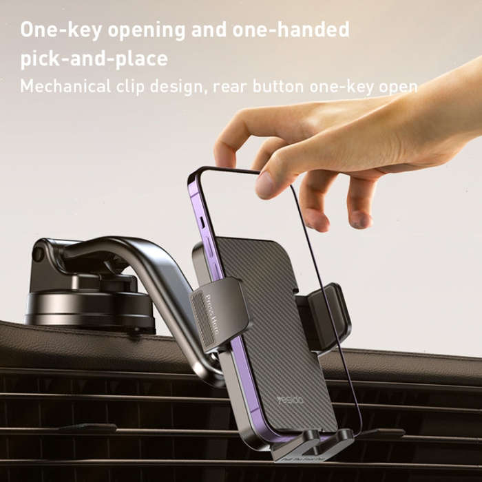 Yesido C172 Suction Cup Type Bending Arm Car Phone Holder (Black)