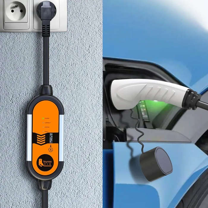 Feyree Portable Adjustable Current Aluminum Alloy New Energy Vehicle Type 2 Charger, Plug: Type 2