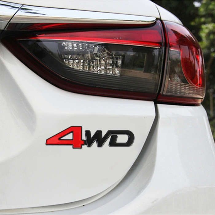 Car 4WD Personalized Aluminum Alloy Decorative Stickers, Size: 13x3.5x0.3cm (Black Red)