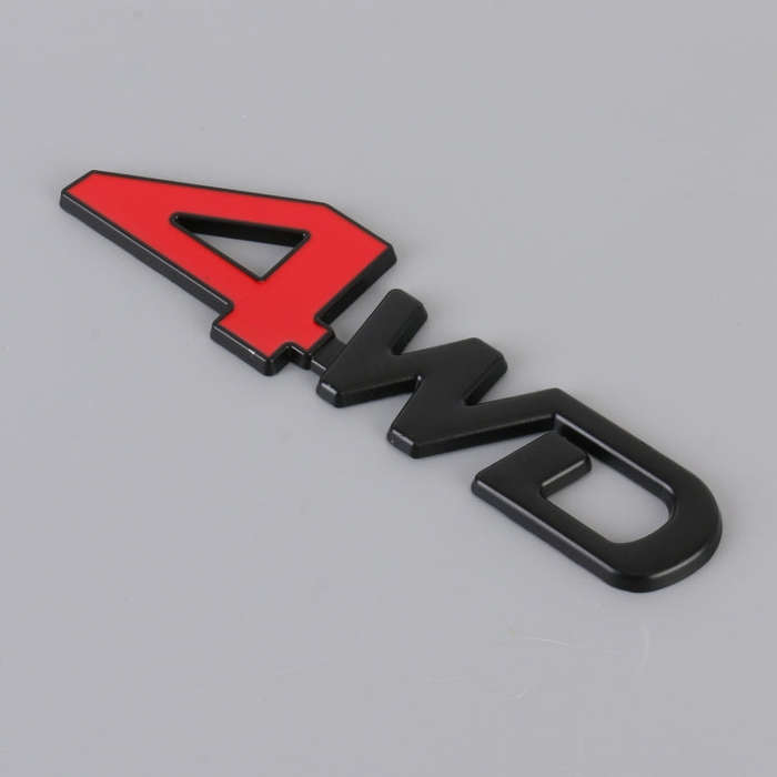 Car 4WD Personalized Aluminum Alloy Decorative Stickers, Size: 13x3.5x0.3cm (Black Red)