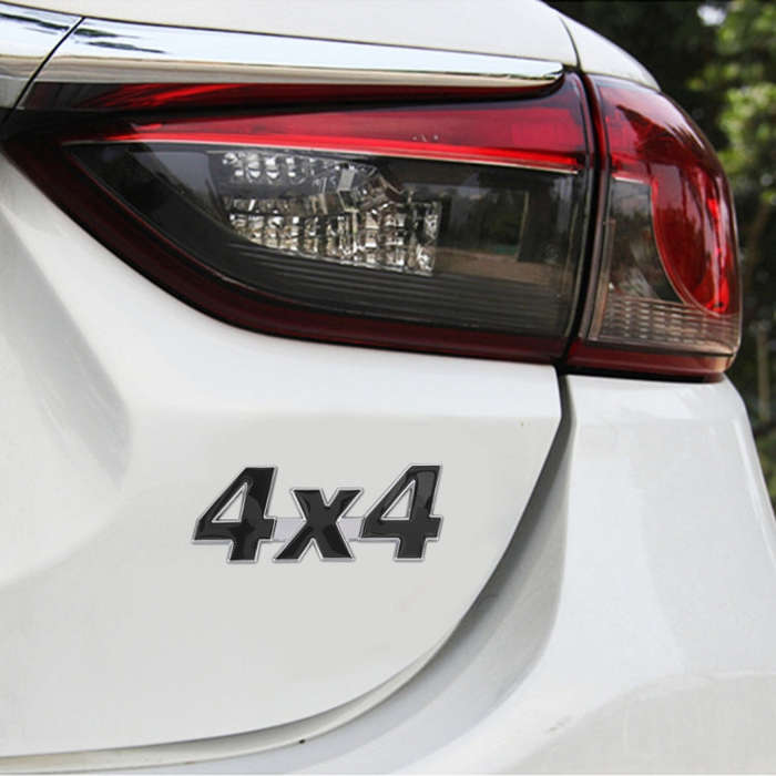 Car Number 4 x 4 Personalized Aluminum Alloy Decorative Sticker, Size: 9 x 3.5 x 2.3cm (Black)