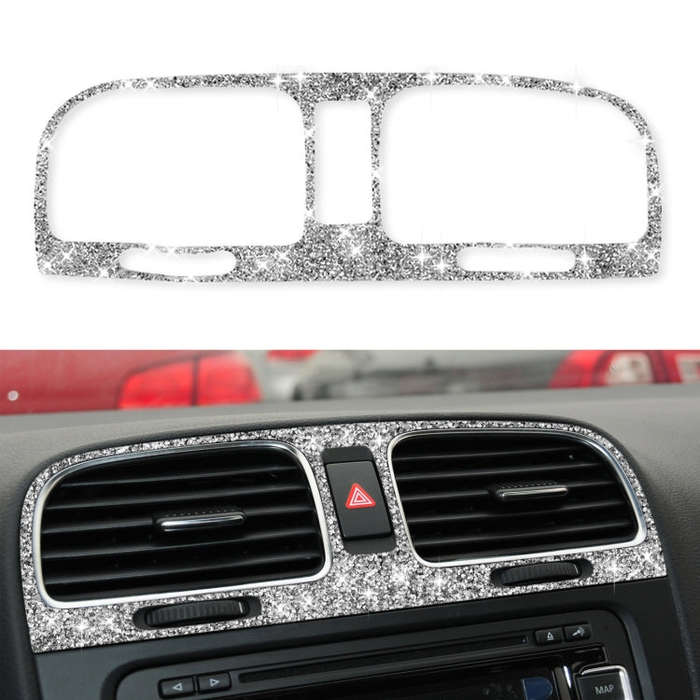 Car Middle Air Outlet Diamond Decoration Cover Sticker for Volkswagen Golf 6 2008-2012, Left and ...