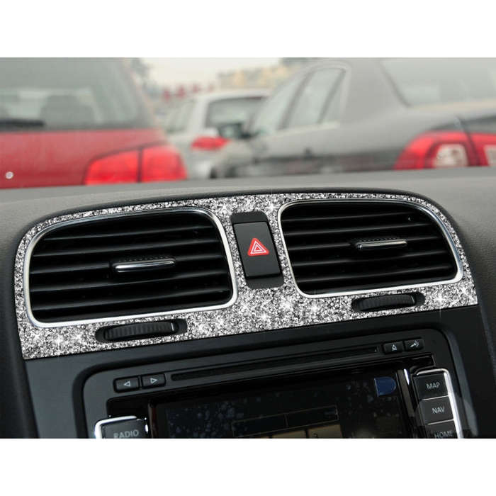 Car Middle Air Outlet Diamond Decoration Cover Sticker for Volkswagen Golf 6 2008-2012, Left and ...