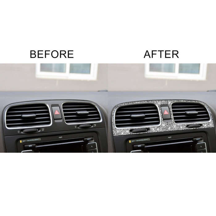 Car Middle Air Outlet Diamond Decoration Cover Sticker for Volkswagen Golf 6 2008-2012, Left and ...