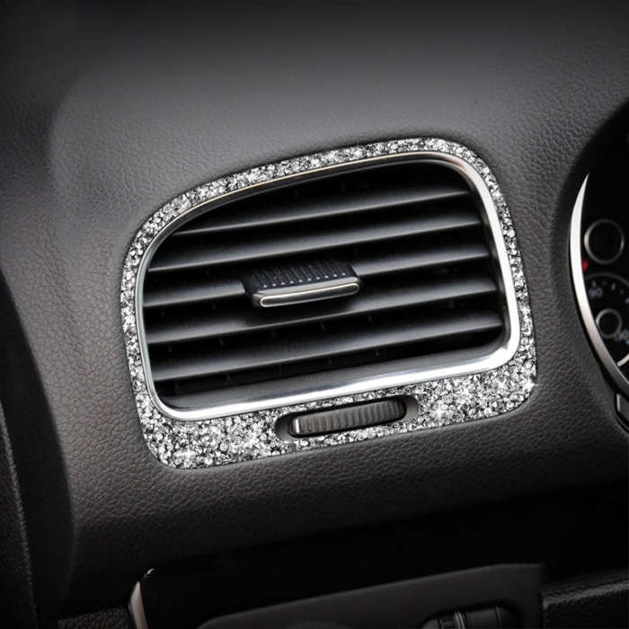 Car Left and Right Air Outlet Diamond Decoration Cover Sticker for Volkswagen Golf 6 2008-2012, L...