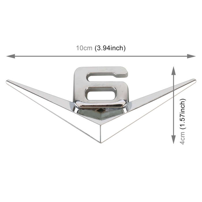 Car Number 6 Personalized Aluminum Alloy Decorative Stickers, Size:10x4x0.4cm (Silver)