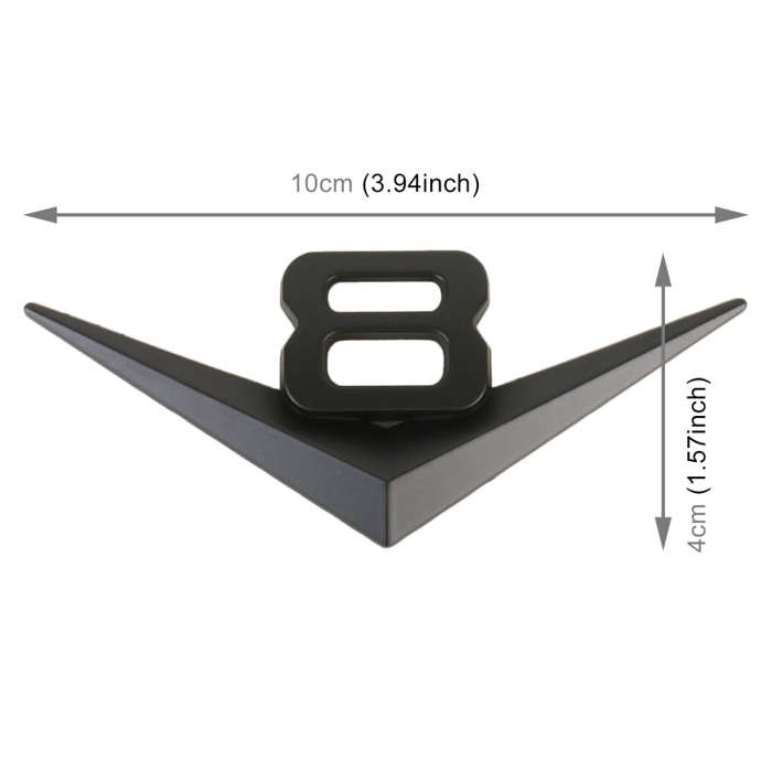 Car Number 8 Personalized Aluminum Alloy Decorative Stickers, Size:10x4x0.4cm (Black)